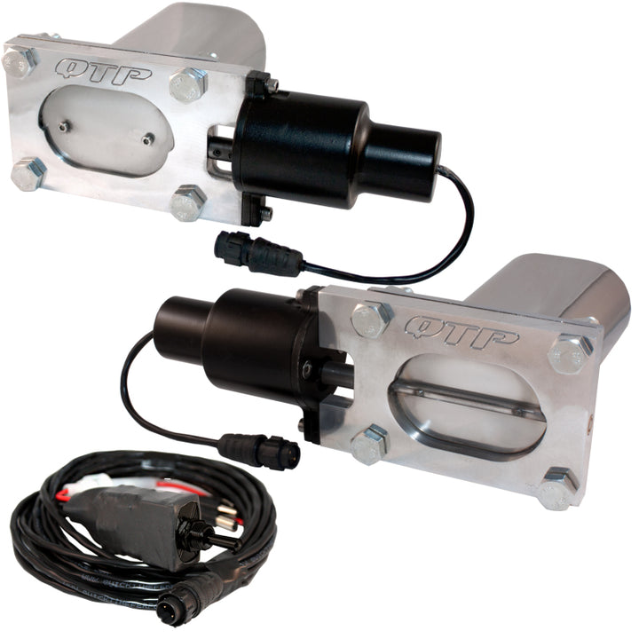 QTP Bolt-On QTEC Dual Low Profile Oval Electric Cutout Valves - Pair - Bull Strap