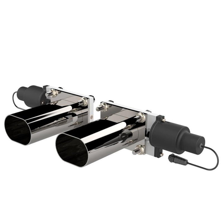 QTP Bolt-On QTEC Dual Low Profile Oval Electric Cutout Valves - Pair - Bull Strap