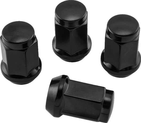 QuadBoss Lug Nuts 12x1.25 - 17mm-Od - Black - Box of 4 - Bull Strap