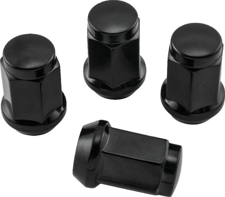 QuadBoss Lug Nuts 12x1.25 - 17mm-Od - Black - Box of 4 - Bull Strap