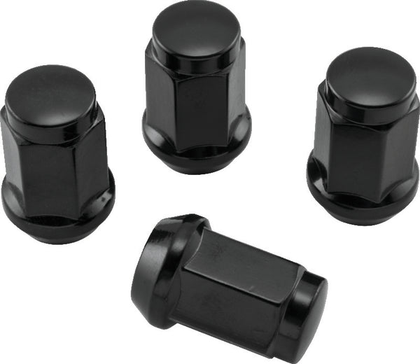 QuadBoss Lug Nuts 12x1.5 - 17mm-Od - Black - Box of 4 - Bull Strap