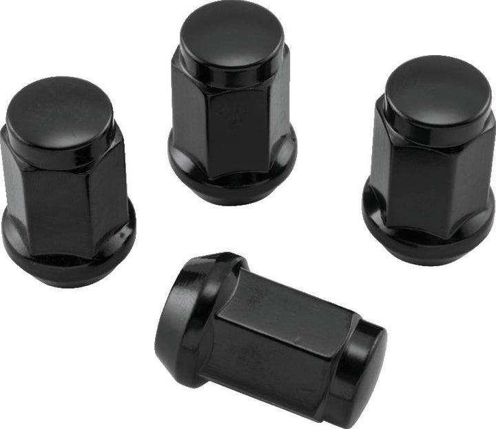 QuadBoss Lug Nuts 12x1.5 - 17mm-Od - Black - Box of 4 - Bull Strap