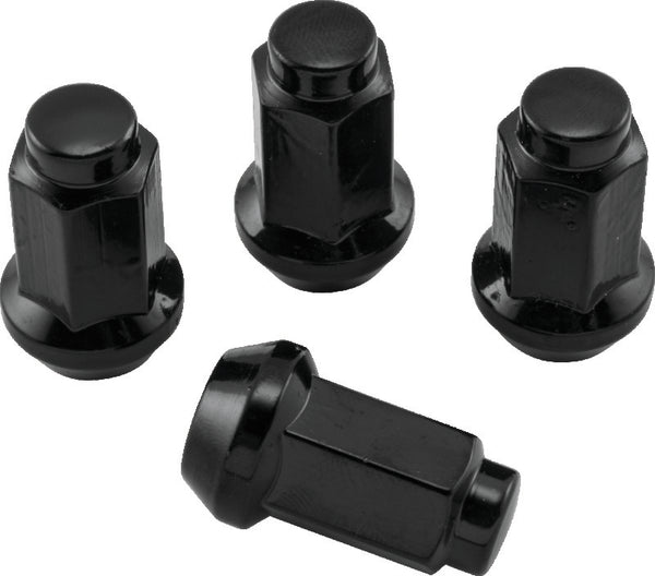QuadBoss Lug Nuts 3/8in 24 - 14mm-Od - Black - Box of 4 - Bull Strap