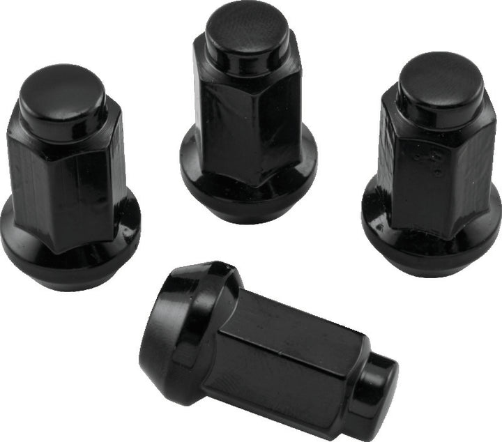 QuadBoss Lug Nuts 3/8in 24 - 14mm-Od - Black - Box of 4 - Bull Strap