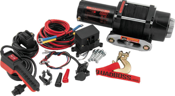 QuadBoss Winch 3500Lb W/Synthetic Rope - Bull Strap