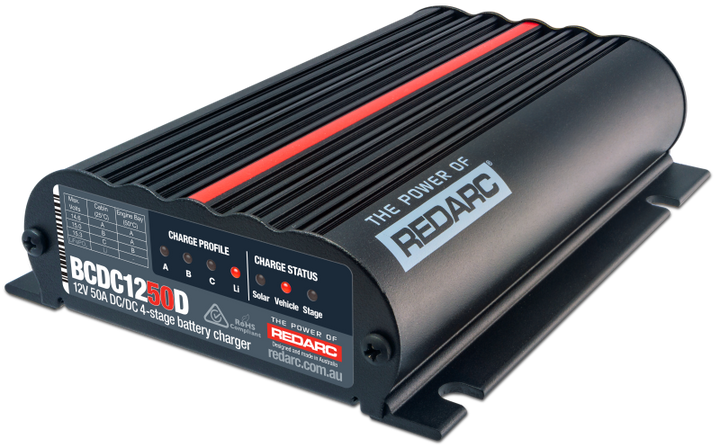 REDARC DC/DC 4-Stage In-Vehicle Battery Charger - 12V 50A - Bull Strap