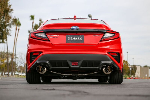 REMARK 2022+ Subaru WRX VB Catback Exhaust - Dual R1 Spec Stainless (Non-Resonated) - Bull Strap