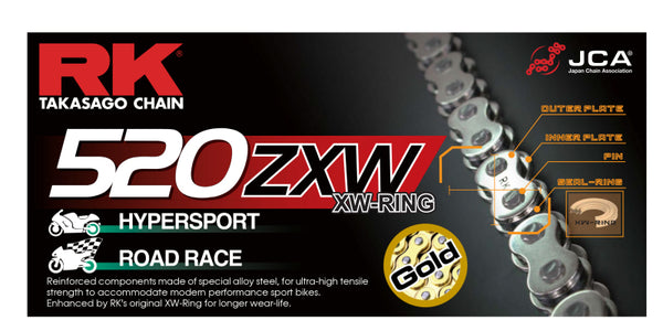 RK Chain GB520ZXW-120L XW-Ring - Gold - Bull Strap