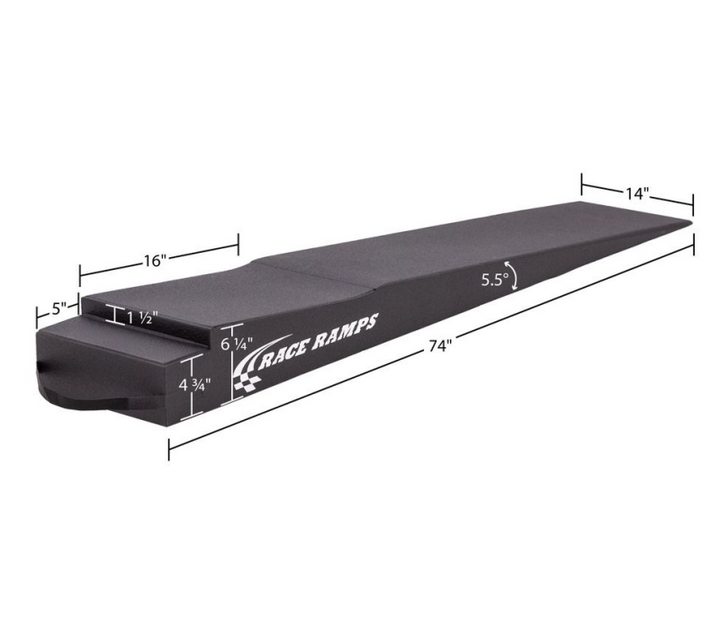 Race Ramps 7in. Trailer Ramp w/ Flap Cut-Out - 5.5 Degree Approach Angle - Bull Strap
