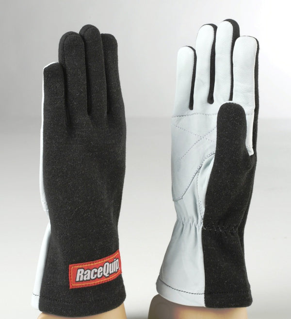 RaceQuip Black Basic Race Glove - Large - Bull Strap