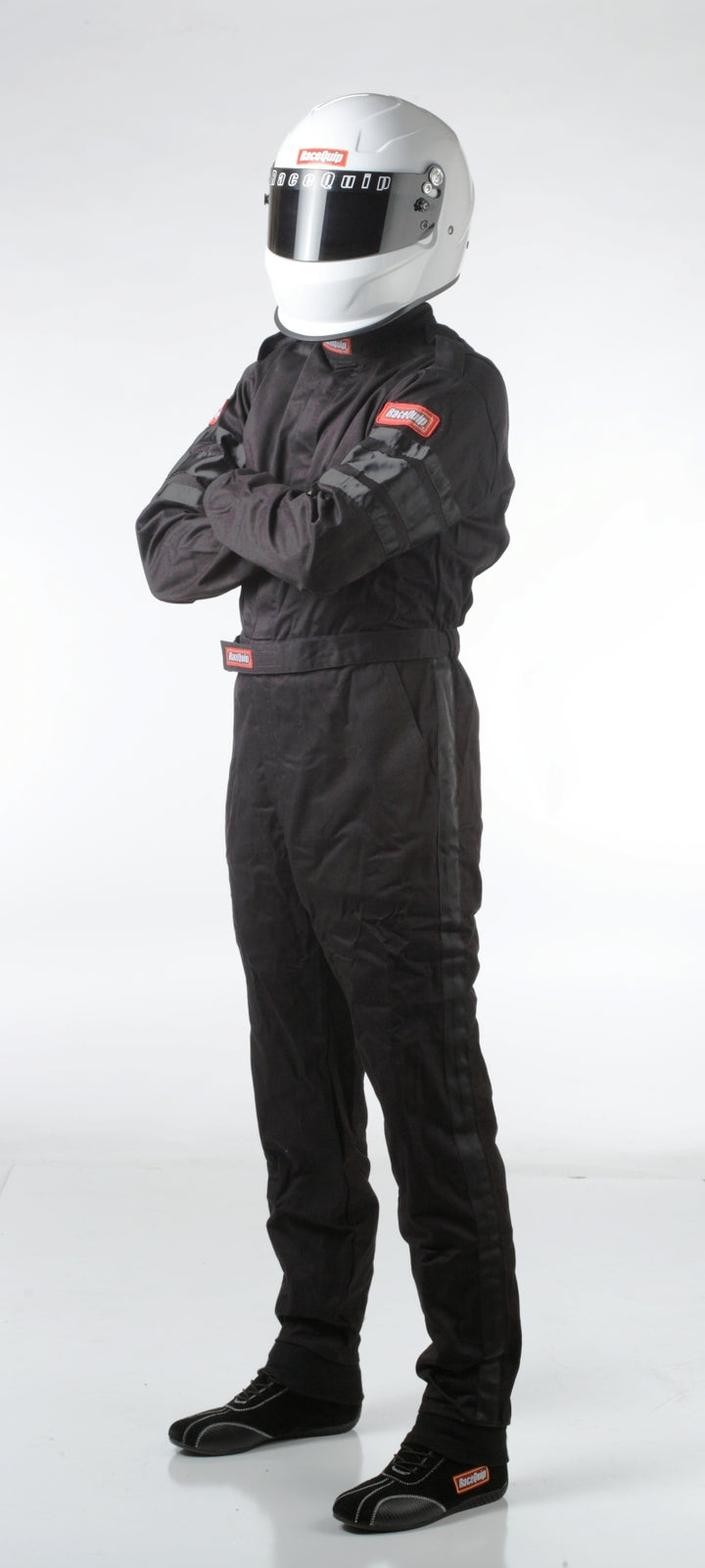 RaceQuip Black SFI-1 1-L Suit - Medium - Bull Strap