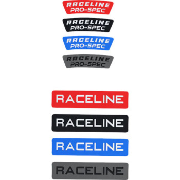 Raceline 13 Decal Pack Includes: 2 Lip Decals; 1 Cap Decal - Blue, Red, Black, Gunmetal - Bull Strap