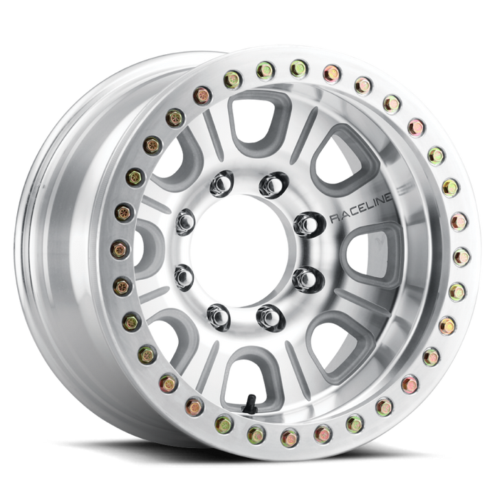 Raceline RT233 Monster 17x9.5in / 8x170 BP / -32mm Offset / 130.81mm Bore - Machined Beadlock Wheel - Bull Strap