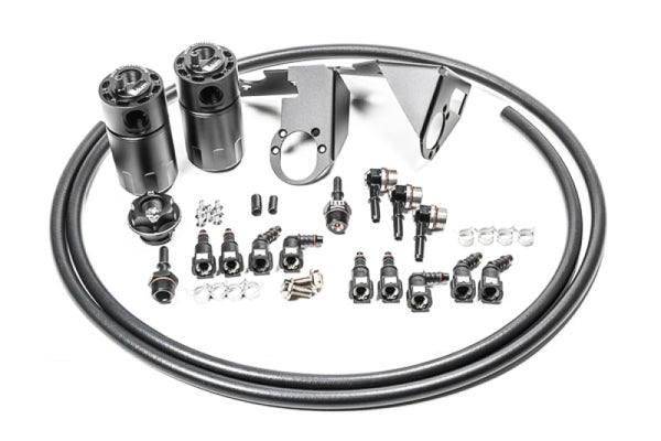 Radium Engineering 05-13 Chevrolet Corvette Fluid Lock Dual Catch Can Kit - Bull Strap