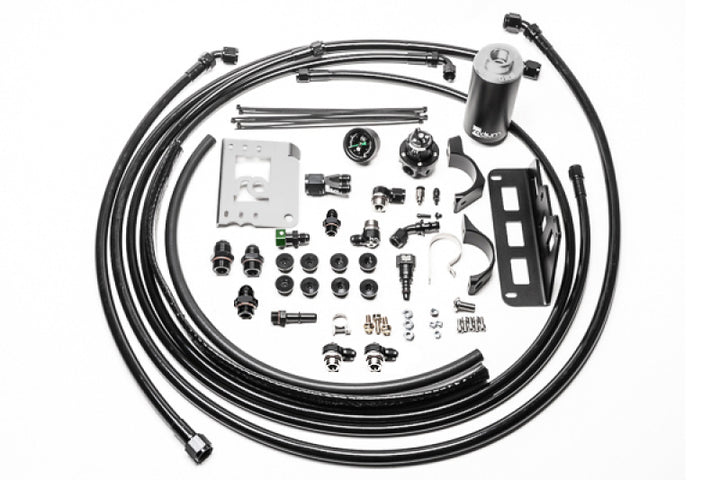 Radium Engineering 08-15 Cadillac CTS-V Fuel Hanger Plumbing Kit - Stainless Filter - Bull Strap