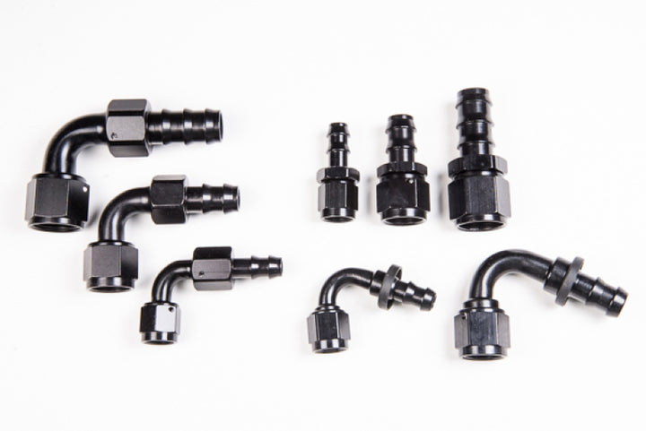 Radium Engineering 6AN 90Deg Pushlok Hose End - Bull Strap