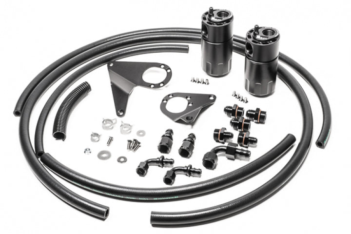 Radium Engineering Dual Catch Can Kit 08-16 Mitsubishi Evo Fluid Lock - Bull Strap