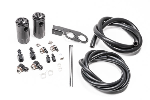 Radium Engineering Dual Catch Can Kit Nissan Z33 V35 VQ35DE/HR Fluid Lock - Bull Strap