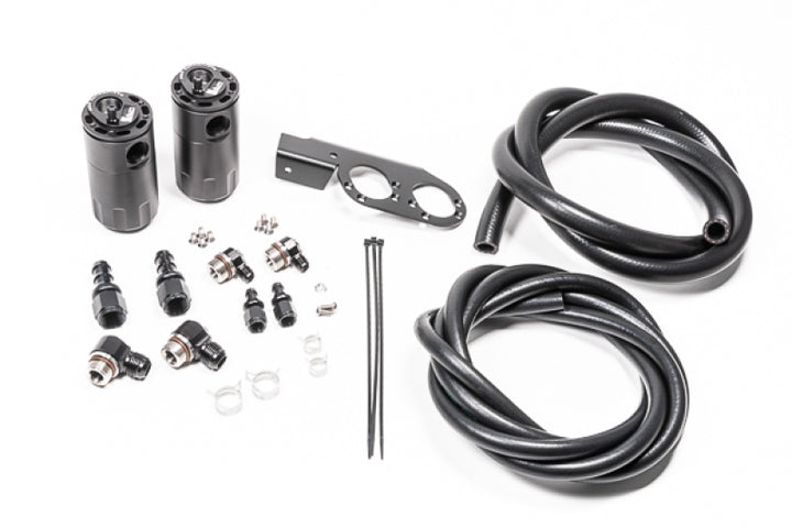 Radium Engineering Dual Catch Can Kit Nissan Z33 V35 VQ35DE/HR Fluid Lock - Bull Strap