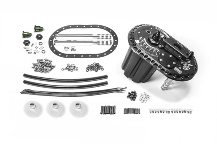 Radium Engineering FCST-X Brushless Ti Automotive E5LM Fuel Cell Surge Tank (Pumps NOT Included) - Bull Strap