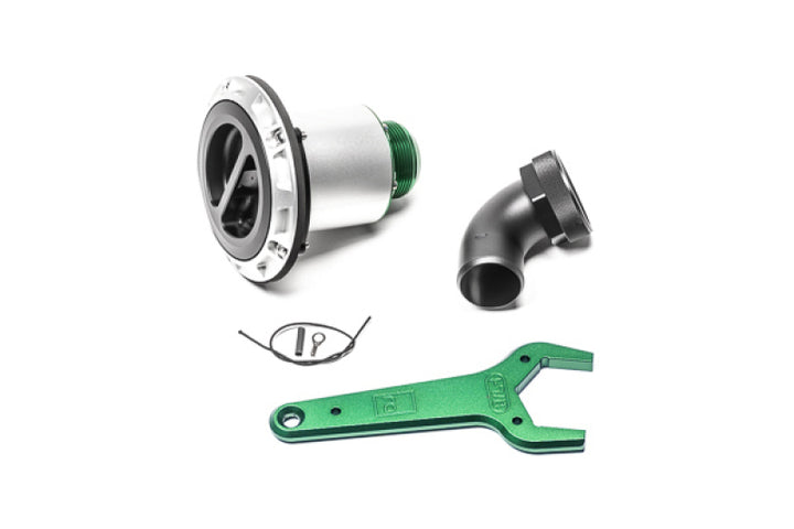 Radium Engineering Remote Mount Vented Standard Filler 1.5in Elbow - Bull Strap