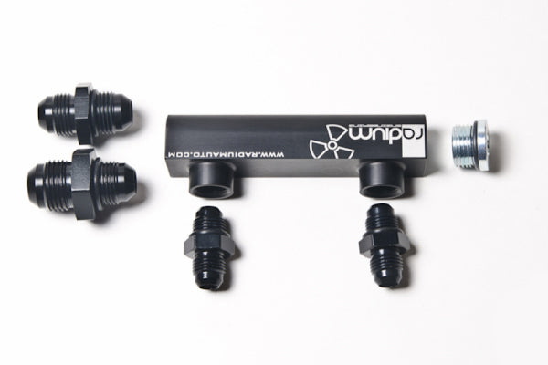Radium Engineering Universal 4-Port Manifold - Black W/ Logo - Bull Strap