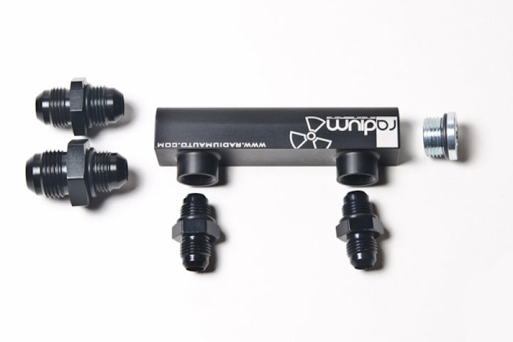 Radium Engineering Universal 4-Port Manifold - Black W/ Logo - Bull Strap