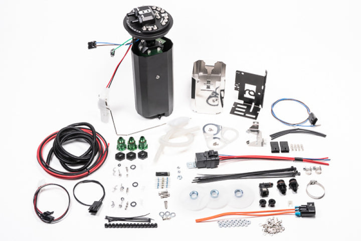 Radium Nissan R32 GT-R Fuel Hanger Surge Tank Walbro or AEM 50-1200 - Pumps Not Included - Bull Strap