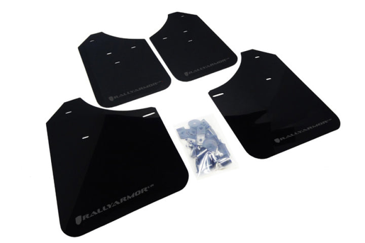 Rally Armor 02-07 Subaru WRX/STI/RS/2.5i (Wagons Req. Mod.) Black UR Mud Flap w/Grey Logo - Bull Strap