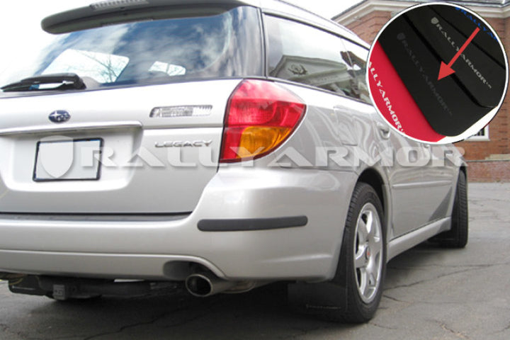 Rally Armor 05-09 Subaru Legacy / Outback Black UR Mud Flap w/Grey Logo - Bull Strap