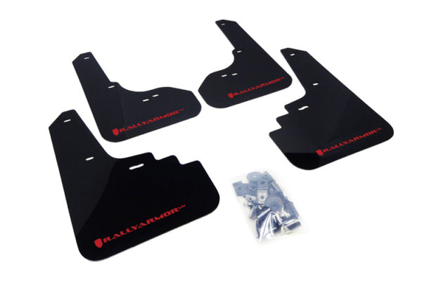 Rally Armor 05-09 Subaru Legacy / Outback Black UR Mud Flap w/Red Logo - Bull Strap