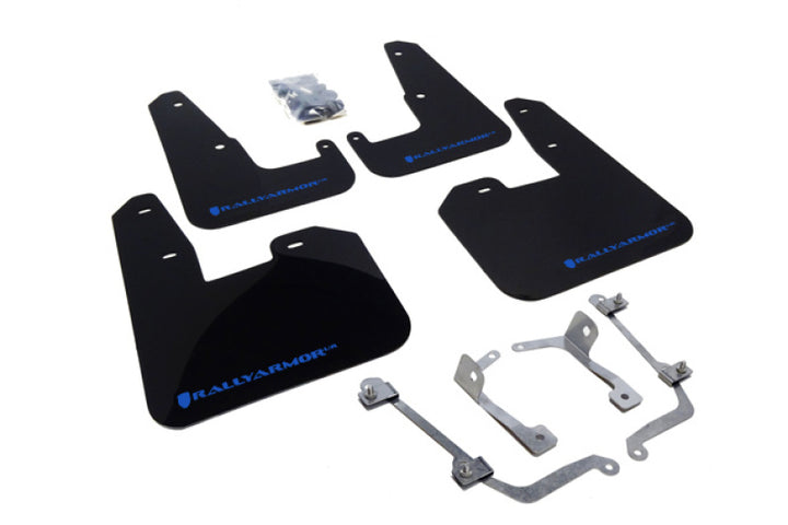 Rally Armor 08-11 Subaru STI (Hatch Only) / 11-14 WRX (Hatch Only) Black UR Mud Flap w/Blue Logo - Bull Strap