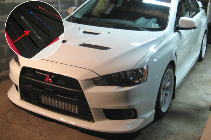 Rally Armor 08-17 Mitsubishi EVO X Black UR Mud Flap w/ Silver Logo - Bull Strap