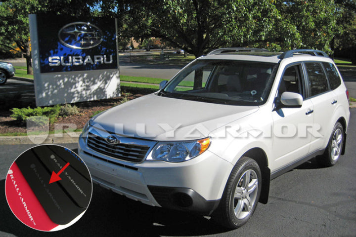Rally Armor 09-13 Subaru Forester Black UR Mud Flap w/ Grey Logo - Bull Strap