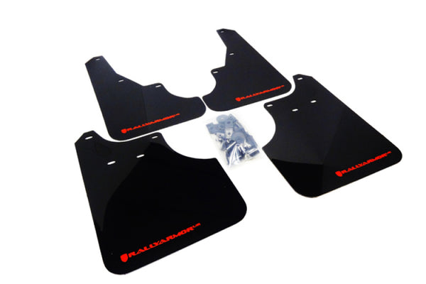 Rally Armor 09-13 Subaru Forester Black UR Mud Flap w/ Red Logo - Bull Strap