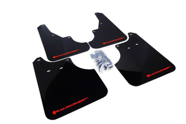 Rally Armor 09-13 Subaru Forester Black UR Mud Flap w/ Red Logo - Bull Strap