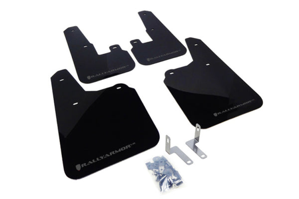 Rally Armor 10-14 Subaru Outback Black UR Mud Flap w/ Grey Logo - Bull Strap