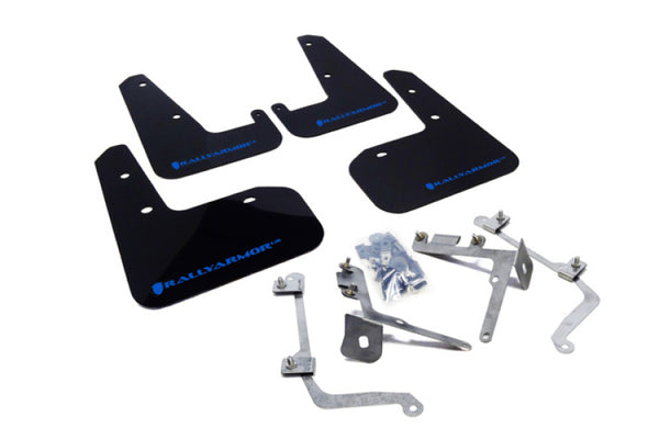 Rally Armor 11-14 Subaru WRX/STI (Sedan Only) Black UR Mud Flap w/Blue Logo - Bull Strap
