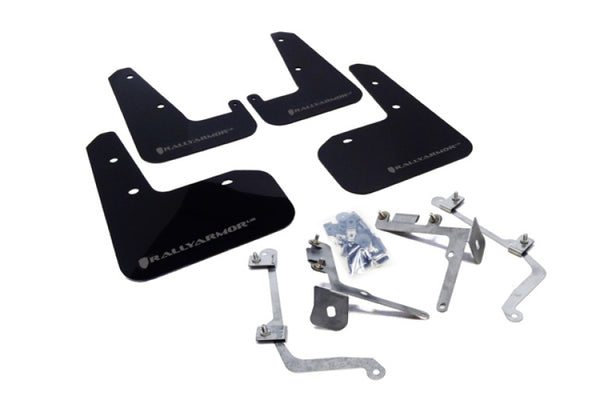 Rally Armor 11-14 Subaru WRX/STI (Sedan Only) Black UR Mud Flap w/Grey Logo - Bull Strap