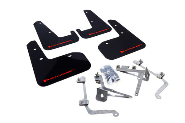 Rally Armor 11-14 Subaru WRX/STI (Sedan Only) Black UR Mud Flap w/Red Logo - Bull Strap