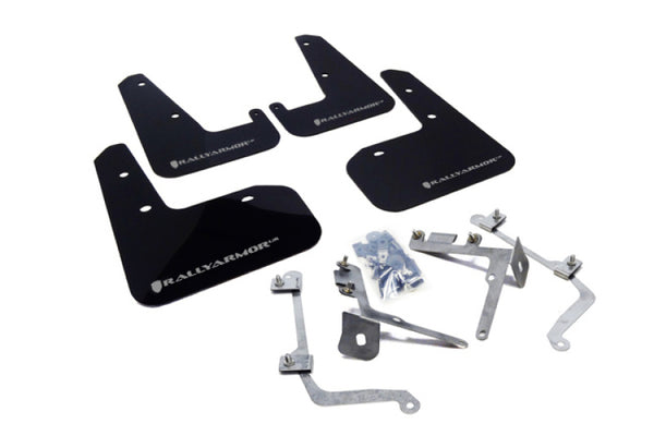 Rally Armor 11-14 Subaru WRX/STI (Sedan Only) Black UR Mud Flap w/Silver Logo - Bull Strap