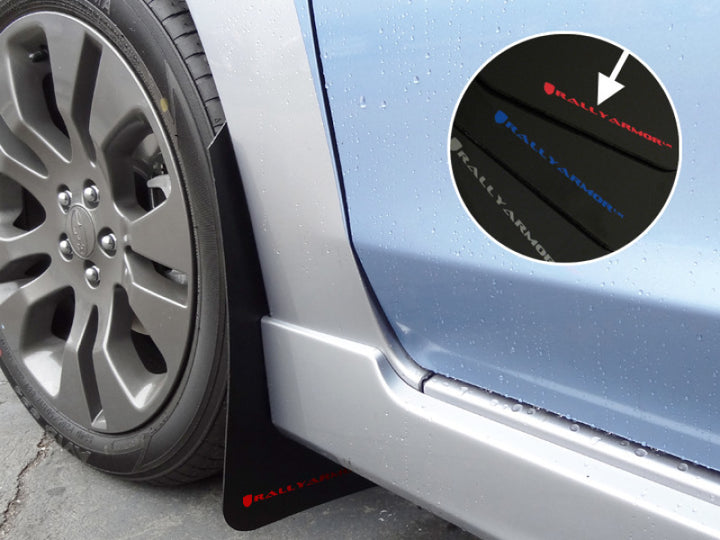 Rally Armor 12-16 Subaru Impreza 4D/5D Black UR Mud Flap w/Red Logo - Bull Strap
