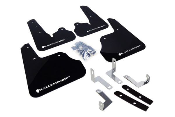 Rally Armor 12-16 Subaru Impreza 4D/5D Black UR Mud Flap w/White Logo - Bull Strap