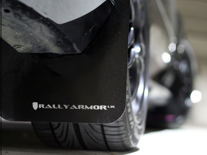 Rally Armor 12-16 Subaru Impreza 4D/5D Black UR Mud Flap w/White Logo - Bull Strap