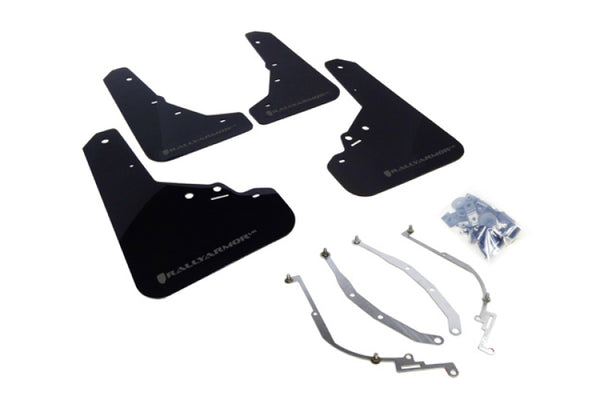 Rally Armor 12-18 Fiat 500 Black UR Mud Flap w/Grey Logo - Bull Strap
