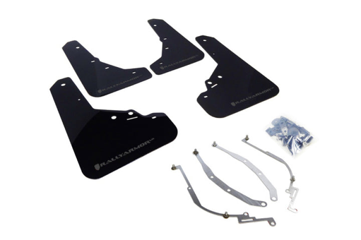 Rally Armor 12-18 Fiat 500 Black UR Mud Flap w/Grey Logo - Bull Strap