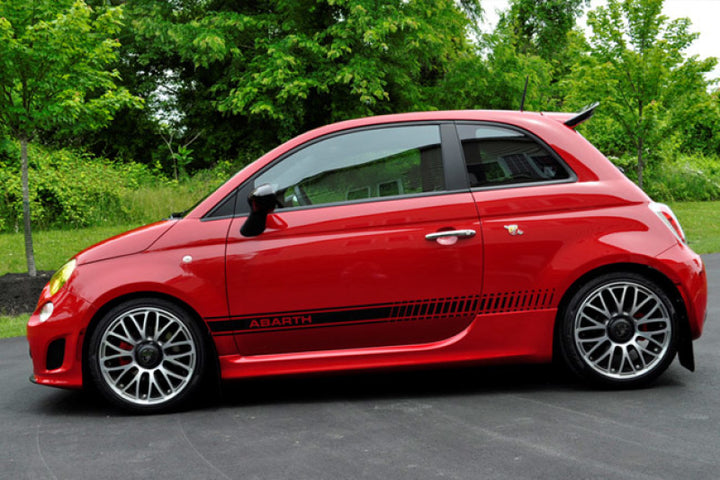 Rally Armor 12-18 Fiat 500 Black UR Mud Flap w/Red Logo - Bull Strap
