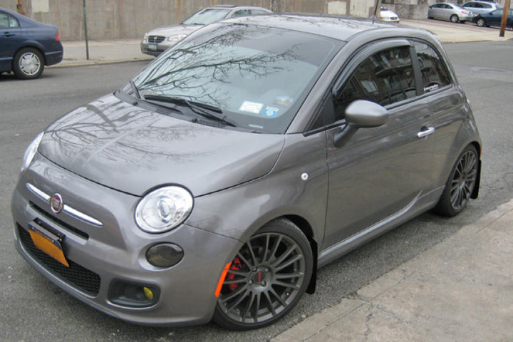 Rally Armor 12-18 Fiat 500 Black UR Mud Flap w/Red Logo - Bull Strap