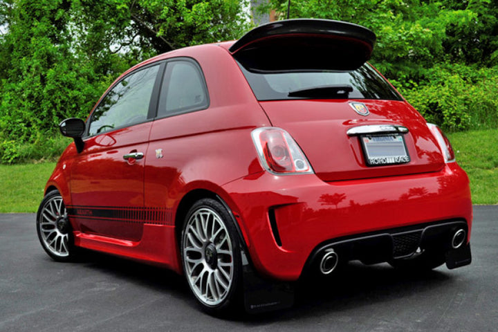 Rally Armor 12-18 Fiat 500 Red Mud Flap w/White Logo - Bull Strap