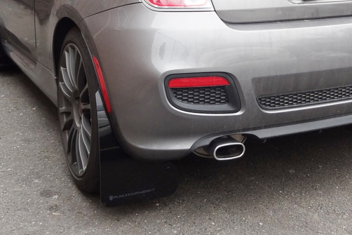 Rally Armor 12-18 Fiat 500 Red Mud Flap w/White Logo - Bull Strap